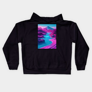 Vaporwave river Kids Hoodie